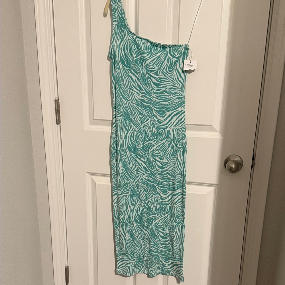 Nine West Green and White Zebra Print Dress